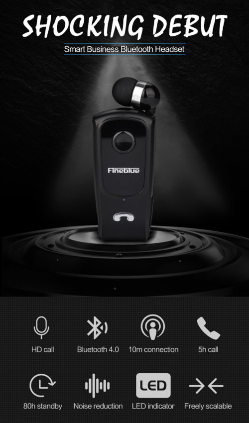 Bluetooth Freisprech-Headset mit Clip & Vibrationsalarm