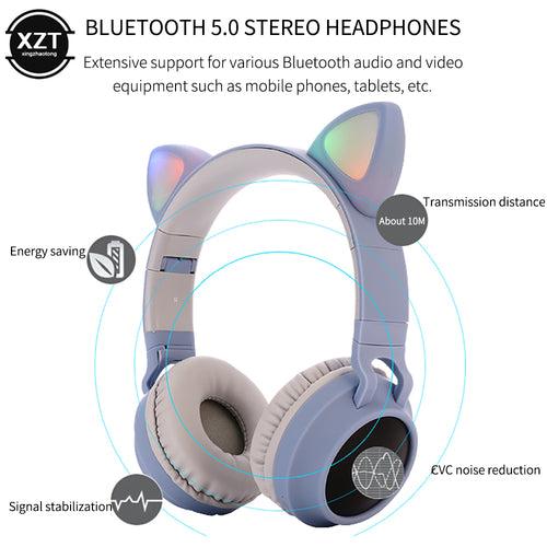 Bluetooth Katzenohr-Kopfhörer mit Super Bass
